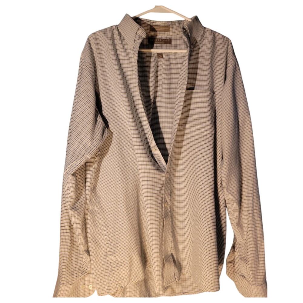 Clay Brooke Mens White/Blue Button Down Collared Dress Shirt Size 17 - 36/37